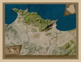 Annaba, Algeria. Low-res satellite. Labelled points of cities