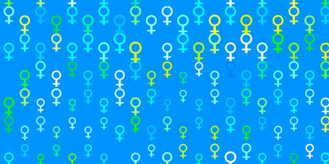 Light Blue, Green vector pattern with feminism elements.