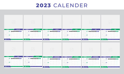 LATEST WALL CALENDAR 2023, YEARLY PLANNER TEMPLATE DESIGN