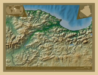 Bejaia, Algeria. Physical. Labelled points of cities