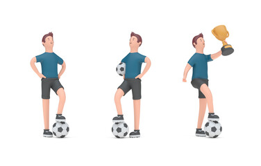 Set of Soccer Player. 3D Illustration