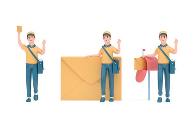 3D Postman Gesture. 3D Illustration