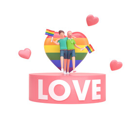 LGBT Pride March. 3D Illustration