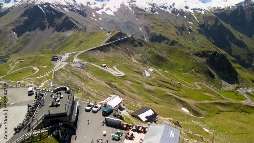 Canvas Prints Mountain peaks of Grossglockner in summer season. Aerial view from drone on a sunny day