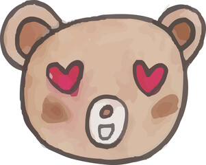 Bear Emoticon Watercolor