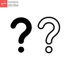 Question Line and Glyph Icon. Information Help center symbol. Problem sign in outline and flat style pictogram. Editable Stroke vector illustration design on white background EPS 10