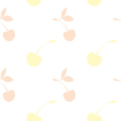 Vector seamless pattern with colored cherry on a white background.Hand drawn illustrations.