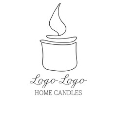 Burning fire candle. Continuous one line drawing. Vector illustration.