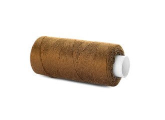 Spool of brown sewing thread isolated on white