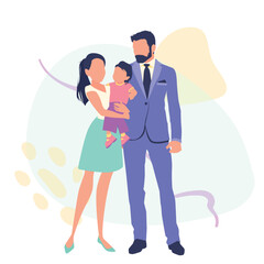 Illustration of happy family on color background