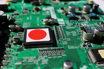 Semiconductor printed circuit board. Concept: Hinomaru semiconductor.