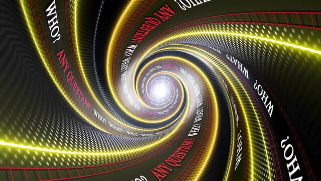 ANY QUESTION Keywords on the Tunnel Walls, Animation, Background, Loop
