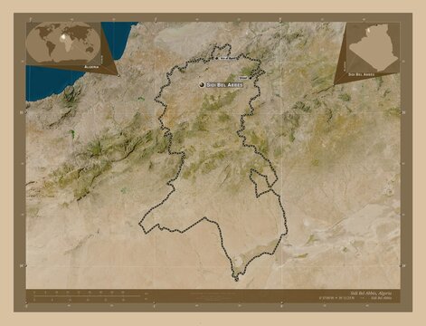 Sidi Bel Abbes, Algeria. Low-res satellite. Labelled points of cities
