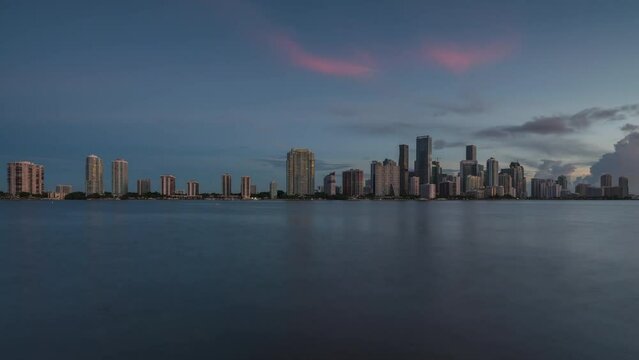 Miami skyline night-to-day time-lapse