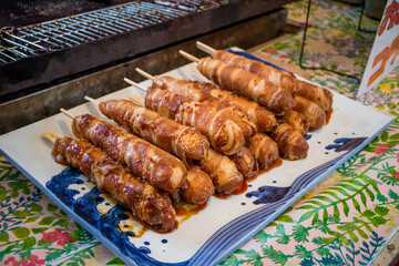 焼き鳥　串焼き　縁日　露店　焼き肉
