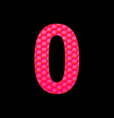 Number 0 - Digit zero on the background of red silicone hexagonal
