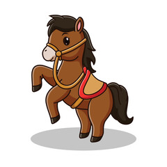 Obraz premium Cute Horse Cartoon Isolated On White Background. Horse Icon Concept. Flat Cartoon Style. Suitable for Web Landing Page, Banner, Flyer, Sticker, Card