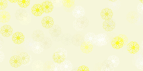 Light yellow vector doodle pattern with flowers.