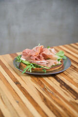 Faina with prosciutto