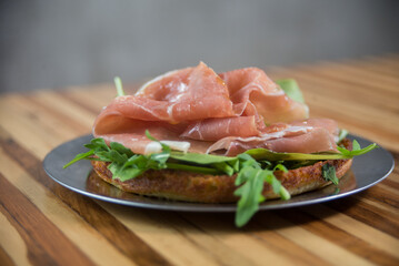 Faina with prosciutto
