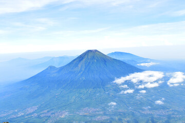 Sindoro mountain view in Indonesia