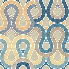 Seamless abstract wave pattern teal blue yellow