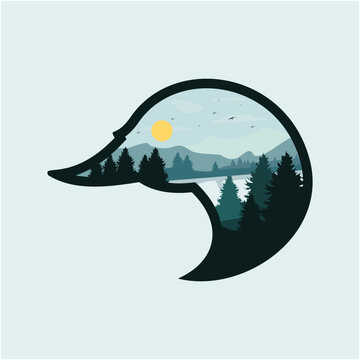 Duck and landscape illustration