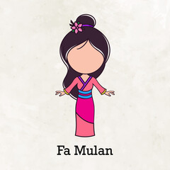 Cute faceless princess character vector