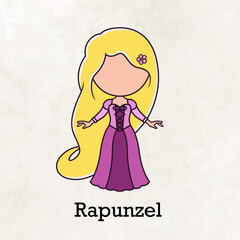 Cute faceless princess character vector
