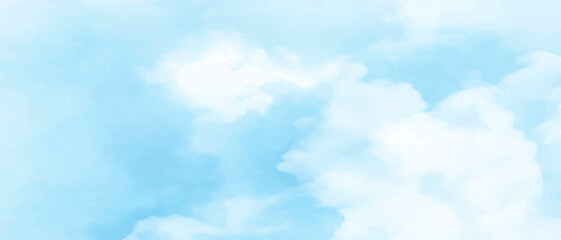 Cumulus humilis clouds in the blue sky, view from below