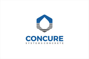 Concrete slump test system logo design water waterproof layer raindrop icon