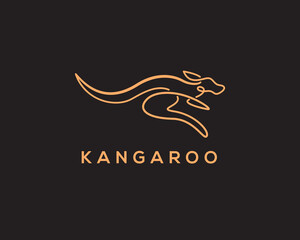 line art kangaroo jump black background logo symbol design template illustration inspiration