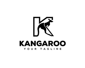 k initial kangaroo logo icon symbol design template illustration inspiration