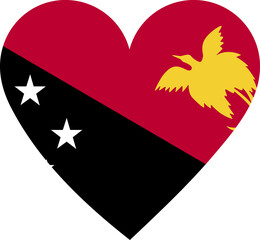 Papua New Guinea flag in the shape of a heart.