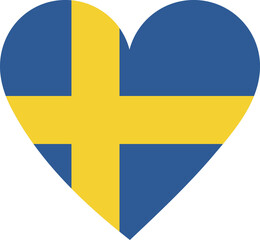 Sweden flag in the shape of a heart.