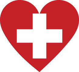 Obraz premium Switzerland flag in the shape of a heart.