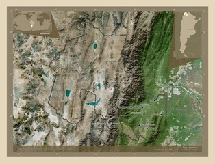 Jujuy, Argentina. High-res satellite. Labelled points of cities