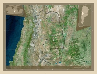 Mendoza, Argentina. High-res satellite. Labelled points of cities