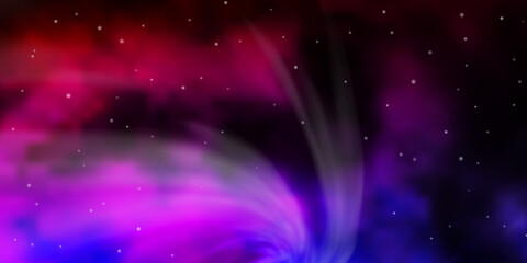 Dark Purple, Pink vector background with colorful stars.