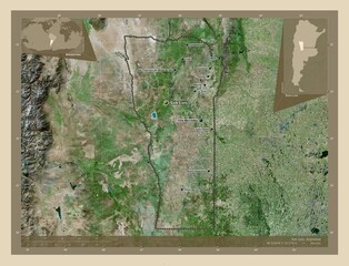San Luis, Argentina. High-res satellite. Labelled points of cities