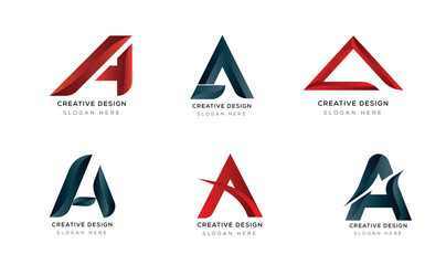Branding identity initial letter a logo design collection with gradient