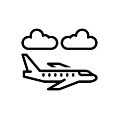 Black line icon for airplane
