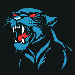 Panther illustration. panther logo ,art, icon , symbol, panther line art colours vector. graphic vector © Aphichai