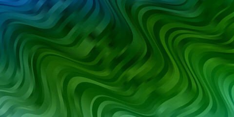 Obraz premium Light Blue, Green vector background with curved lines.