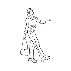 Woman pose line art style