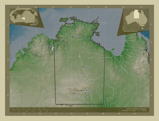 Northern Territory, Australia. Wiki. Labelled points of cities