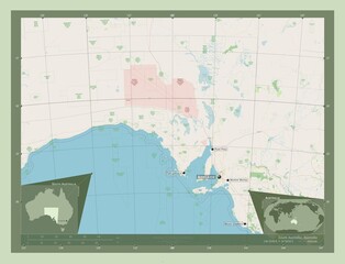 South Australia, Australia. OSM. Labelled points of cities