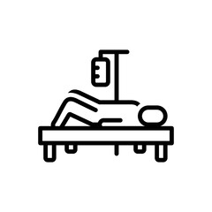 Black line icon for laid patient