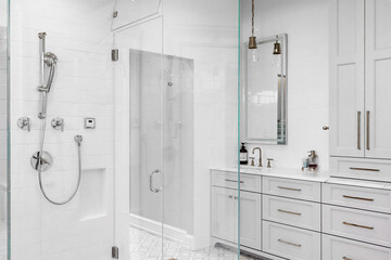 Interior modern luxury bathroom glass shower