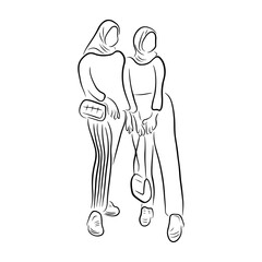 Woman pose line art style